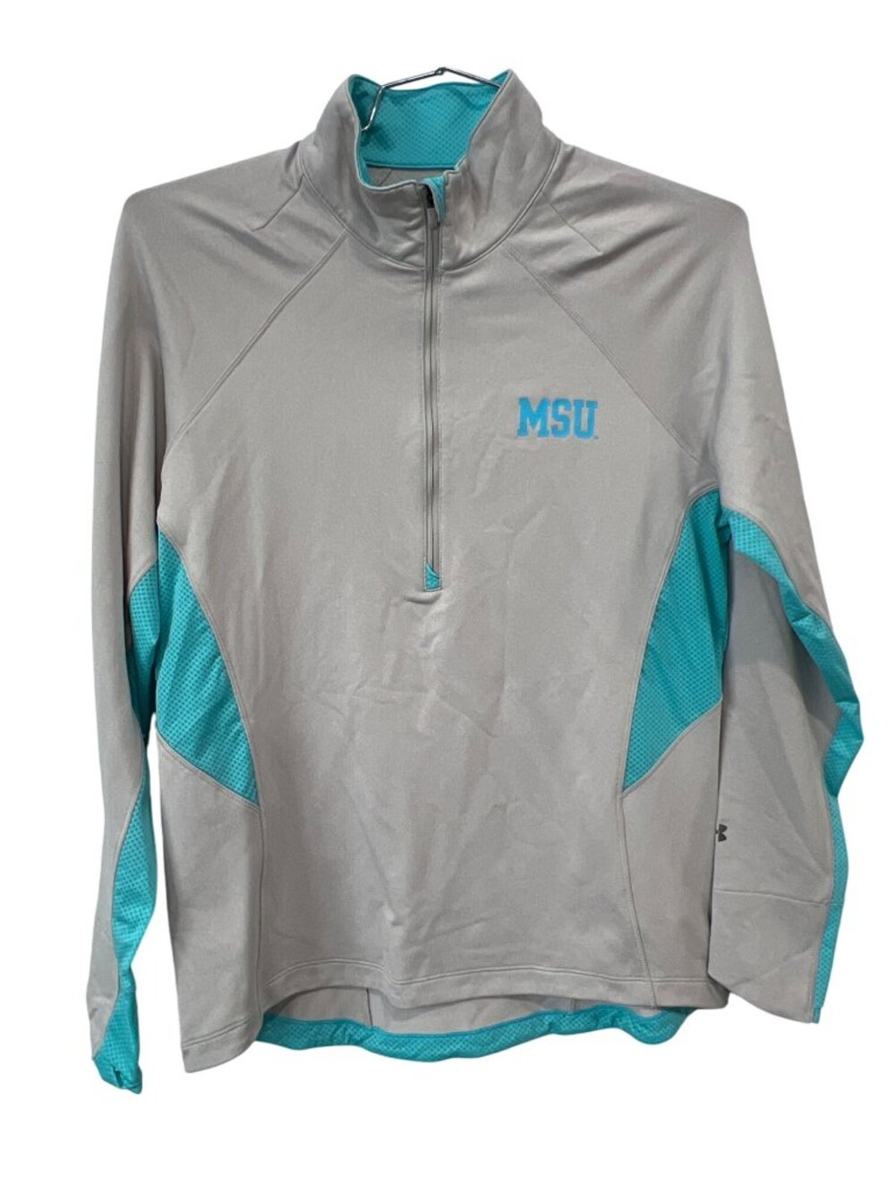 Under Armour Pullover XL Montana State Half Zip Semi Fitted Gray Blue Active NEW